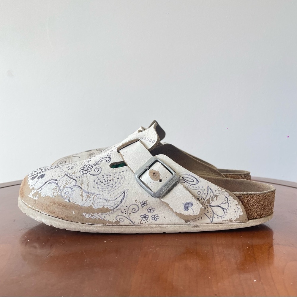 Birkenstock Women’s Floral Print White Leather Clog | EU 37 - Picture 4 of 7